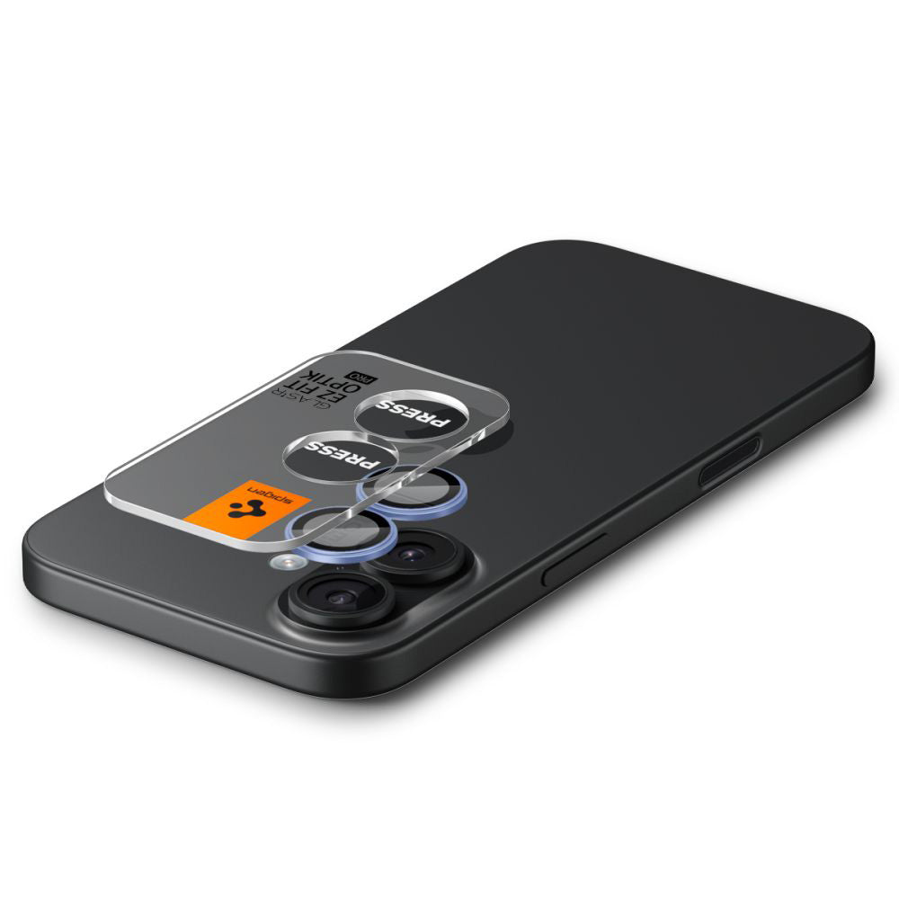 Ochranná fólie na zadní kameru Spigen GlastR EZ FIT Optik Pro pro Apple iPhone 17 / 16 Plus / 16, tvrzené sklo, sada 2 kusy, modrá
