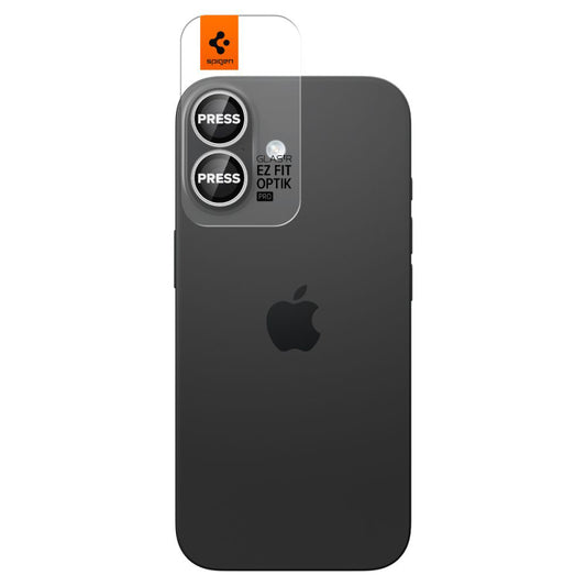 Ochranná fólie na zadní kameru Spigen GlastR EZ FIT Optik Pro pro Apple iPhone 17 / 16 Plus / 16, Tvrzené sklo, Sada 2 kusy, Stříbrná