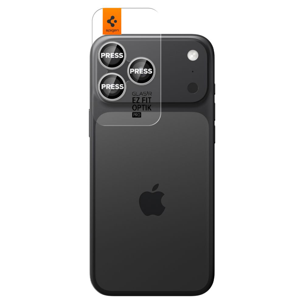 Ochranná fólie na zadní kameru Spigen GlastR EZ FIT Optik Pro pro Apple iPhone 17 Pro Max / 17 Pro, Tvrzené sklo, Sada 2 kusy, Stříbrná
