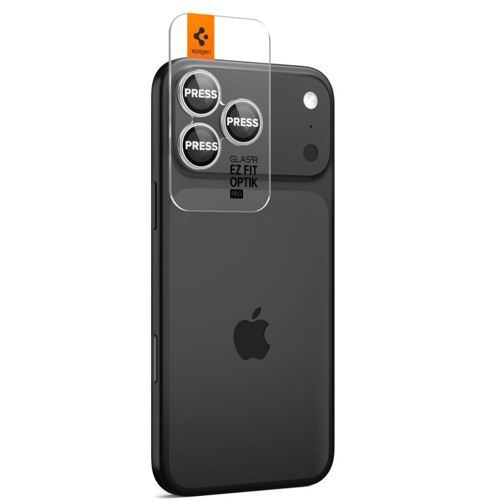Ochranná fólie na zadní kameru Spigen GlastR EZ FIT Optik Pro pro Apple iPhone 17 Pro Max / 17 Pro, Tvrzené sklo, Sada 2 kusy, Stříbrná