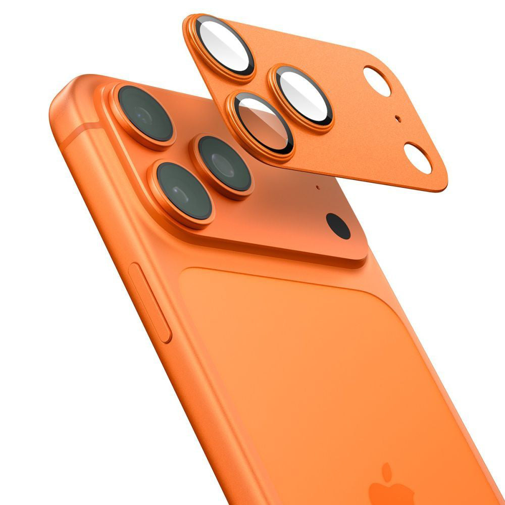 Spigen GlastR EZ FIT Optik Pro Rear Camera Protector for Apple iPhone 17 Pro Max, Tempered Glass, Set of 2 pieces, Orange AGL10650