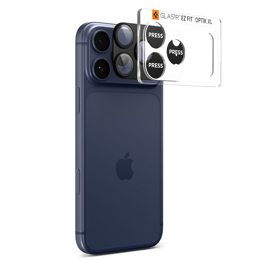 Ochranná fólie na zadní kameru Spigen GlastR EZ FIT Optik Pro XL pro Apple iPhone 17 Pro, Tvrzené sklo, Černá AGL10644