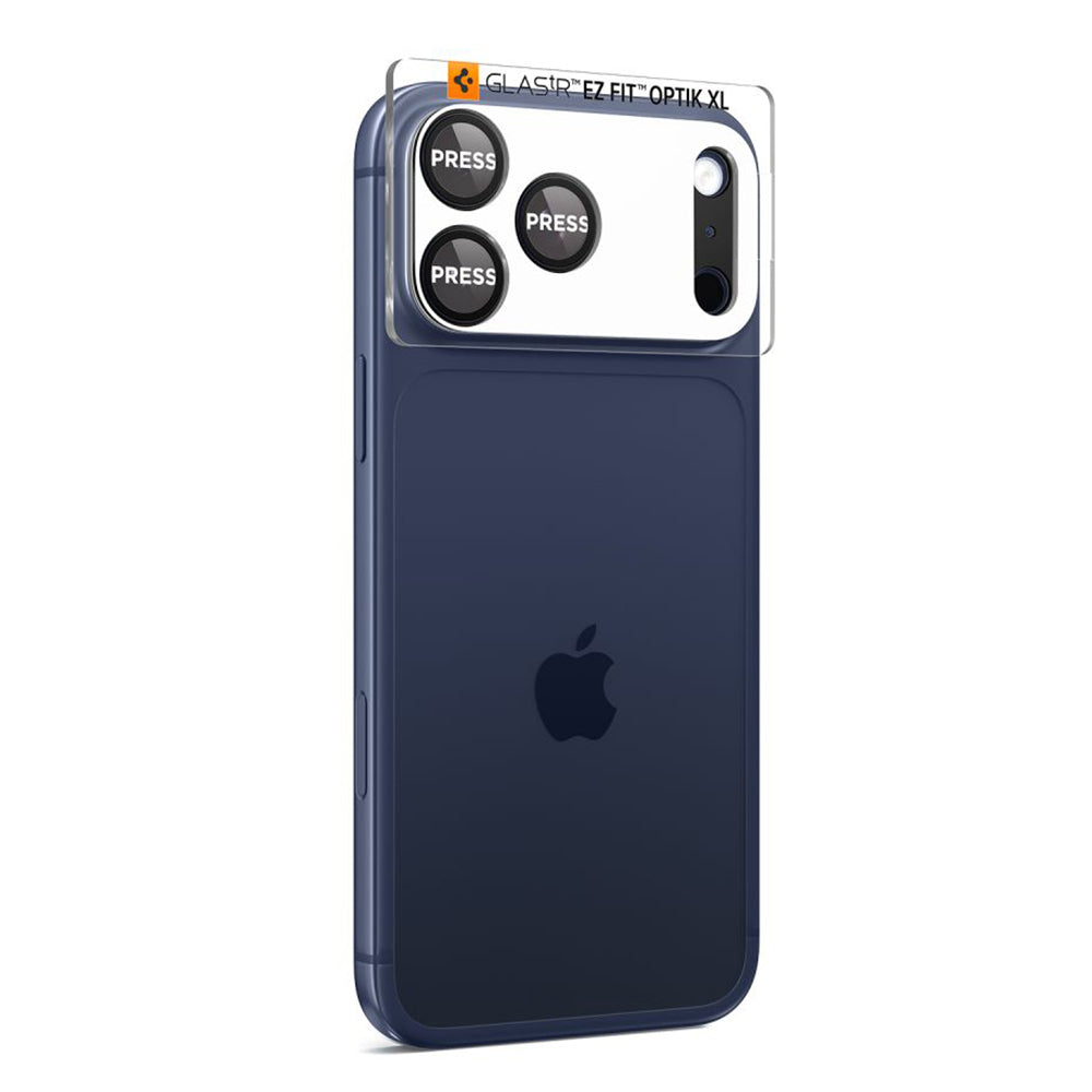 Ochranná fólie na zadní kameru Spigen GlastR EZ FIT Optik Pro XL pro Apple iPhone 17 Pro, Tvrzené sklo, Černá AGL10644
