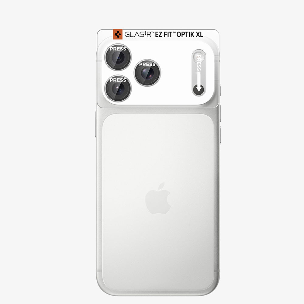 Ochranná fólie na zadní kameru Spigen GlastR EZ FIT Optik Pro XL pro Apple iPhone 18 Pro, tvrzené sklo, stříbrná AGL12038