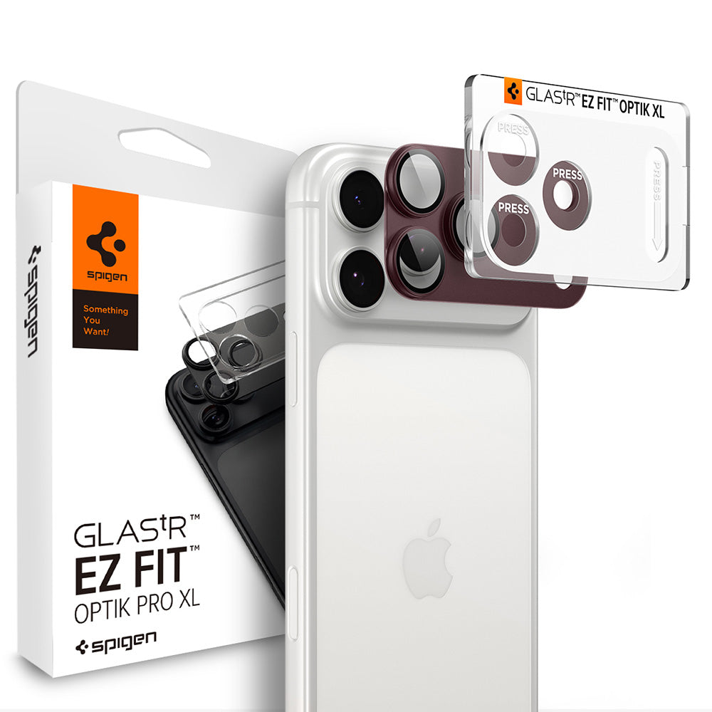 Ochranná fólie na zadní kameru Spigen GlastR EZ FIT Optik Pro XL pro Apple iPhone 18 Pro, tvrzené sklo, vínová AGL12036