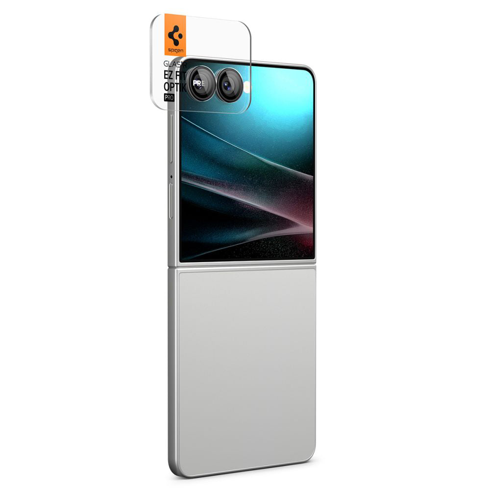 Ochranná fólie na zadní kameru Spigen GlastR EZ FIT Optik Pro HD pro Samsung Galaxy Z Flip7 F766, Tvrzené sklo, Sada 2 kusy, Černá AGL09587