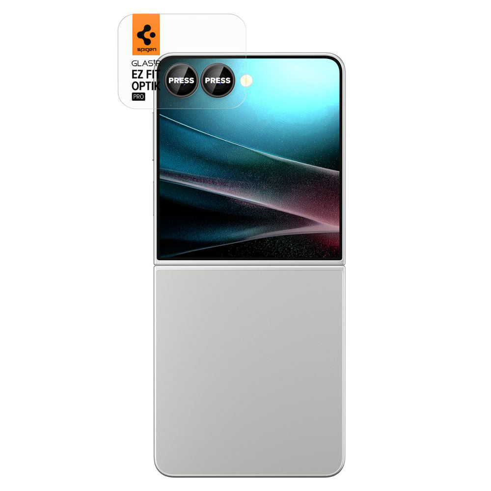 Ochranná fólie na zadní kameru Spigen GlastR EZ FIT Optik Pro HD pro Samsung Galaxy Z Flip7 F766, Tvrzené sklo, Sada 2 kusy, Černá AGL09587