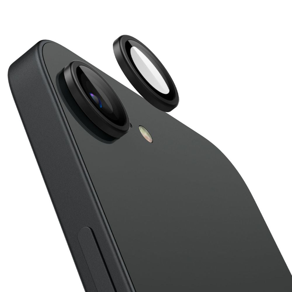 Ochranná fólie na zadní kameru Spigen GlastR EZ FIT Optik Pro pro Apple iPhone 17e / 16e, Tvrzené sklo, Sada 2 kusy, Černá AGL09279