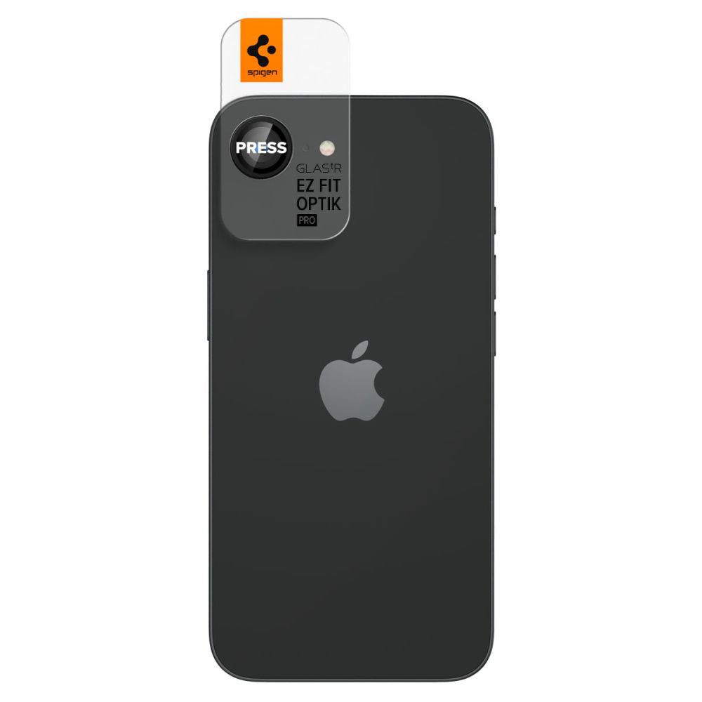 Ochranná fólie na zadní kameru Spigen GlastR EZ FIT Optik Pro pro Apple iPhone 17e / 16e, Tvrzené sklo, Sada 2 kusy, Černá AGL09279
