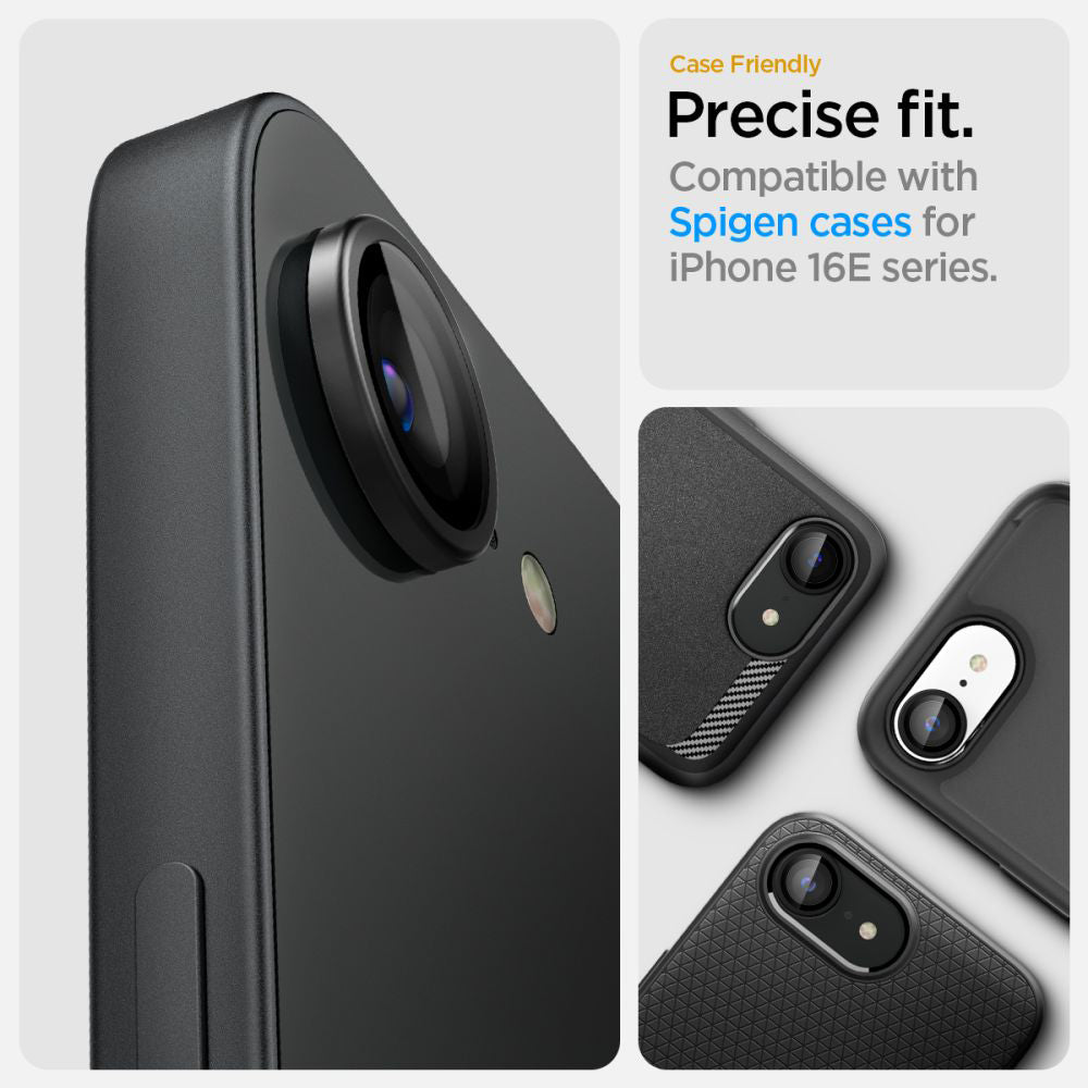 Ochranná fólie na zadní kameru Spigen GlastR EZ FIT Optik Pro pro Apple iPhone 17e / 16e, Tvrzené sklo, Sada 2 kusy, Černá AGL09279