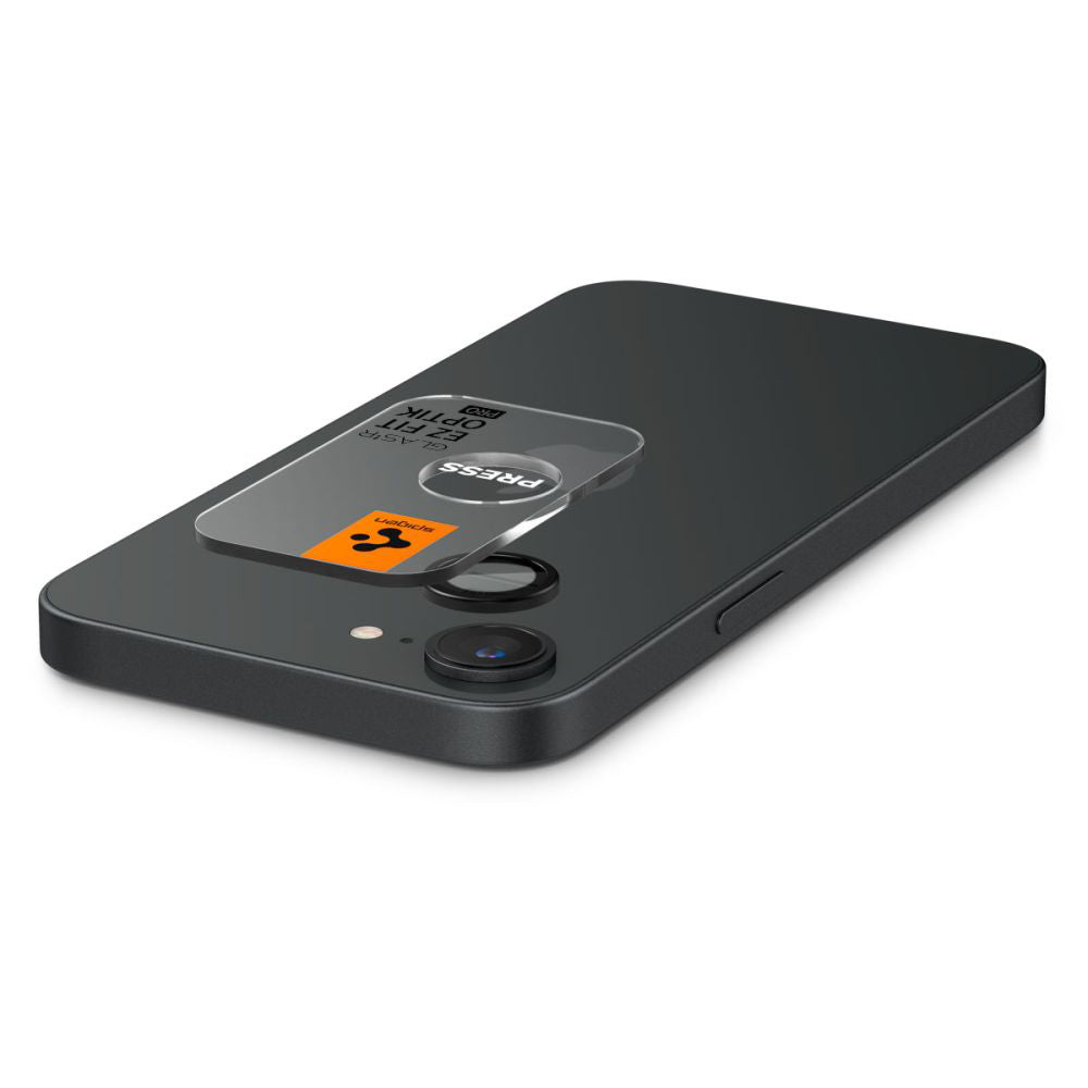 Ochranná fólie na zadní kameru Spigen GlastR EZ FIT Optik Pro pro Apple iPhone 17e / 16e, Tvrzené sklo, Sada 2 kusy, Černá AGL09279