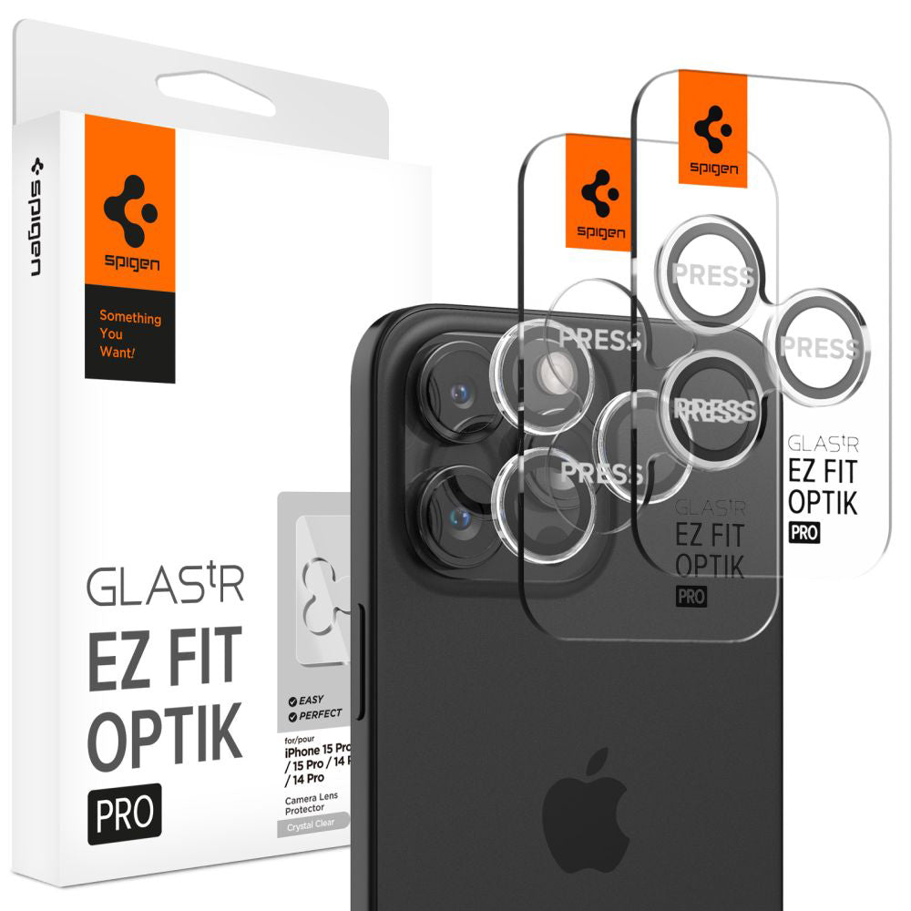 Ochranná fólie na zadní kameru Spigen GlastR EZ FIT Optik Pro pro Apple iPhone 17 Pro Max / 17 Pro, Tvrzené sklo, Sada 2 kusy, Průhledná