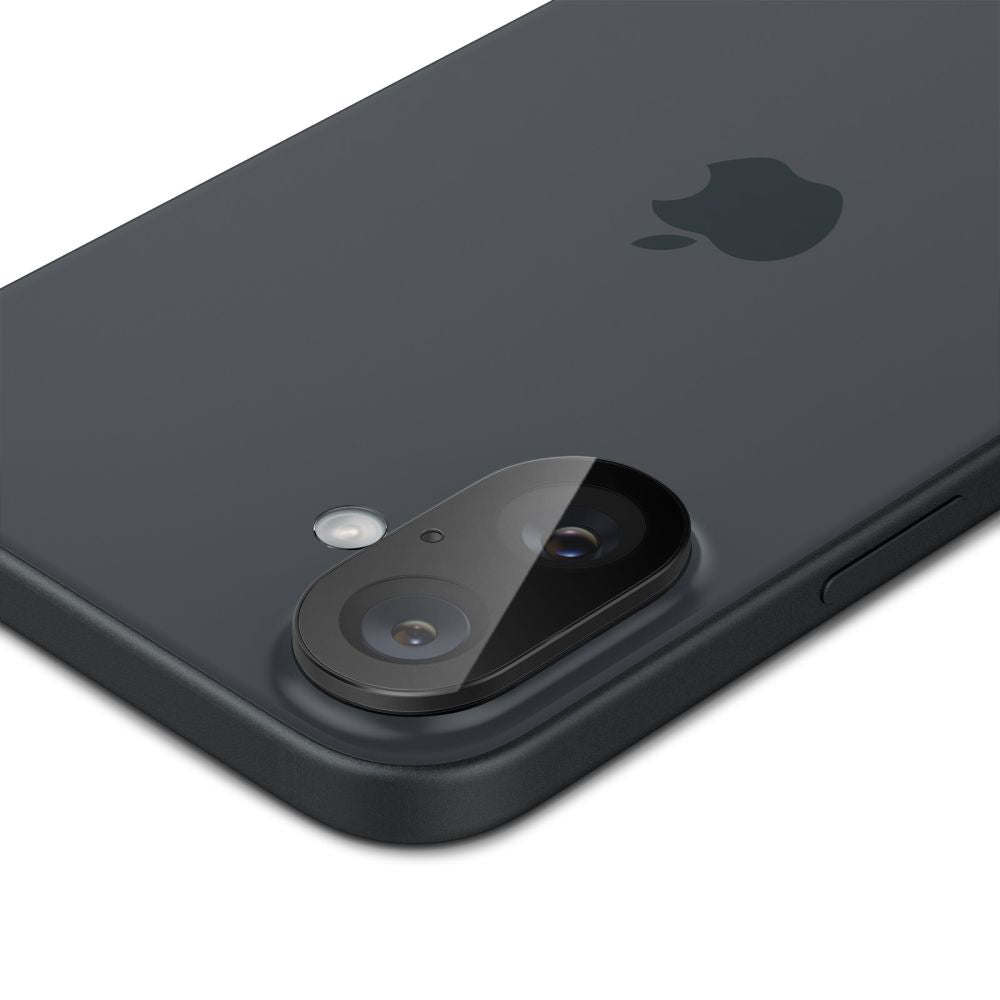 Ochranná fólie na zadní kameru Spigen GlastR Optik pro Apple iPhone 16 Plus / 16, Tvrzené sklo, Sada 2 kusy, Černá AGL07922