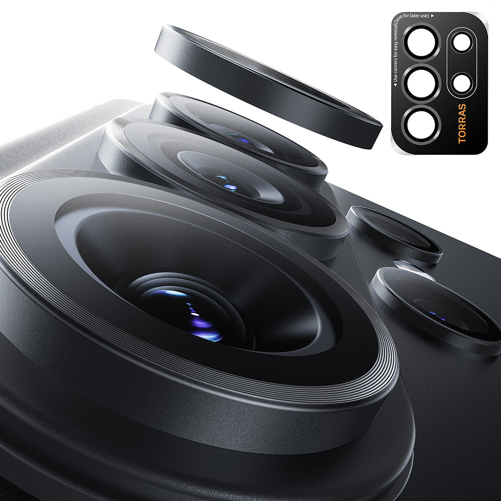 Ochranná fólie na zadní kameru Torras Lensguard pro Samsung Galaxy S26 Ultra S948, Tvrzené sklo, Černá