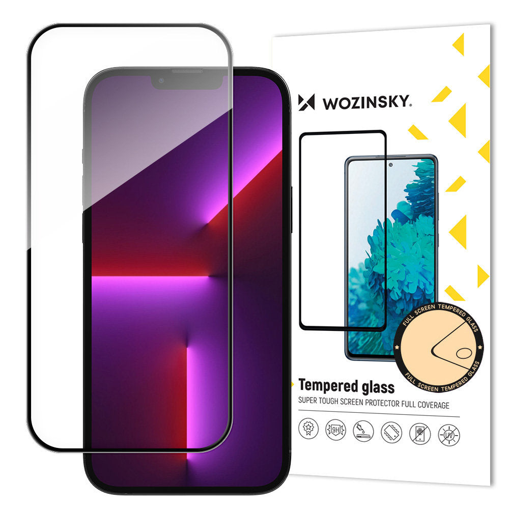 WZK Screen Protector pro Apple iPhone 15 Pro, stíněné sklo, plně lepené, vhodné do pouzdra, černé