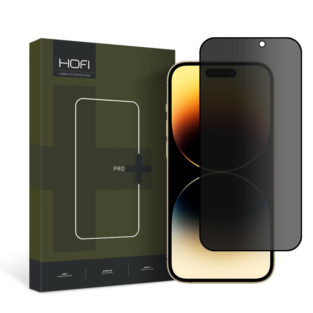 Ochranná fólie na displej Privacy HOFI PRO+ pro Apple iPhone 15 Pro, Tvrzené sklo, Full Glue