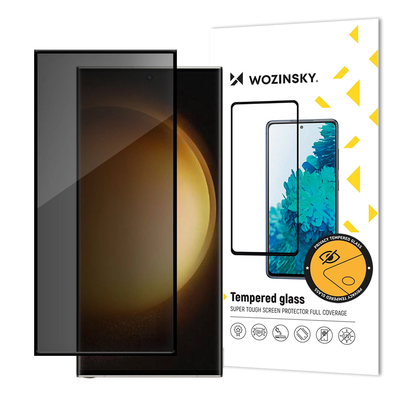 Ochranná fólie na displej Privacy WZK AntiSpy pro Samsung Galaxy S24 Ultra S928, Tvrzené sklo, Full Glue