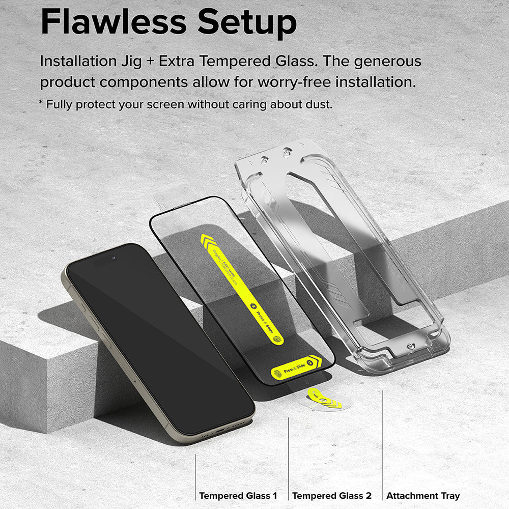 Ringke Easy Slide Screen Protector pro Apple iPhone 16 Pro, Full Glue, sada 2 kusů, černá