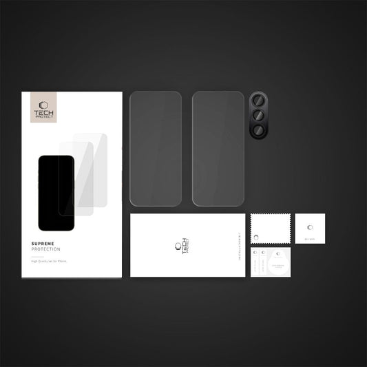 Tech-Protect Supreme Ochranná fólie zadní strany displeje a fotoaparátu pro Samsung Galaxy S24 FE S721, chráněné sklo, celoplošné lepení, 2,5D