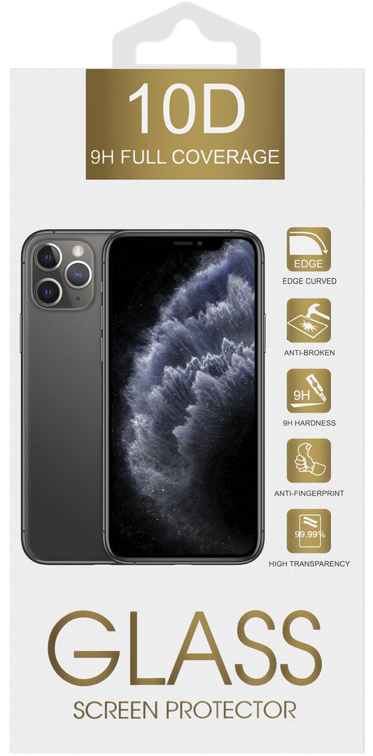 OEM ochranná fólie displeje pro Apple iPhone 16e / 14 / 13 Pro / 13, stíněné sklo, plně lepené, 10D, černá