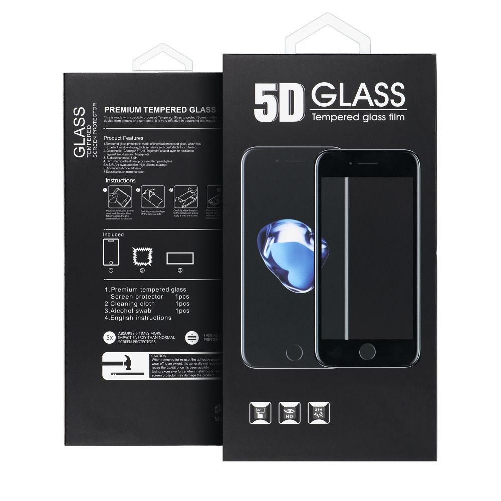 OEM ochranná fólie na displej pro Samsung Galaxy S25+ S936, tvrzené sklo, plné lepidlo, 5D, černá