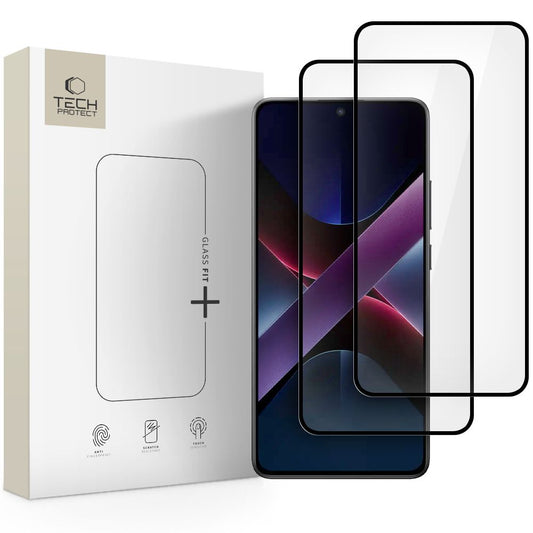 Ochranná fólie na displej Tech-Protect FIT+ pro Xiaomi Poco X7 Pro, Tvrzené sklo, Full Glue, Sada 2 kusy, 2.5D