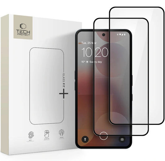 Ochranná fólie na displej Tech-Protect FIT+ pro Nothing Phone (3a) / Phone (3a) Pro, Tvrzené sklo, Full Glue, Sada 2 kusy, 2.5D, Černá