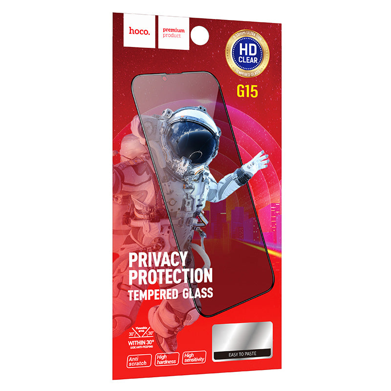 Ochranná fólie na displej Privacy HOCO G15 pro Apple iPhone 14 Plus / 13 Pro Max, Tvrzené sklo, Full Glue, 5D
