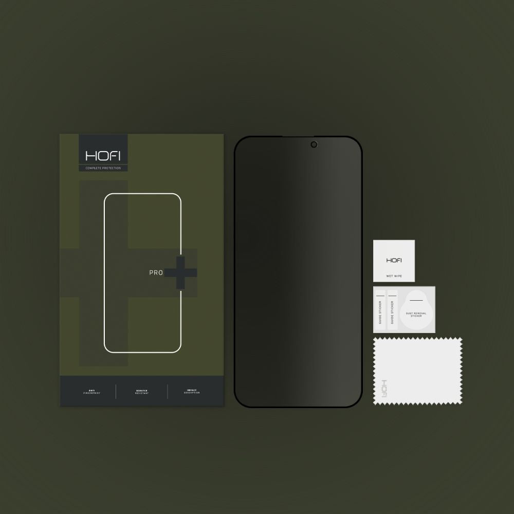 Ochranná fólie na displej Privacy HOFI PRO+ pro Apple iPhone 15 Pro Max, Tvrzené sklo, Full Glue