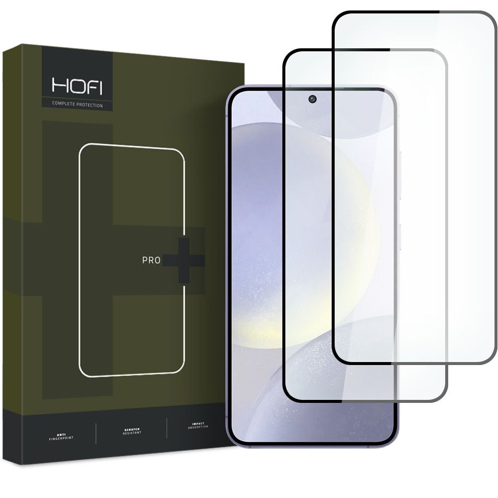 Ochranná fólie na displej HOFI Glass PRO+ pro Samsung Galaxy S24 S921, Tvrzené sklo, Plně lepené, Sada 2 kusy, 2.5D, Černá