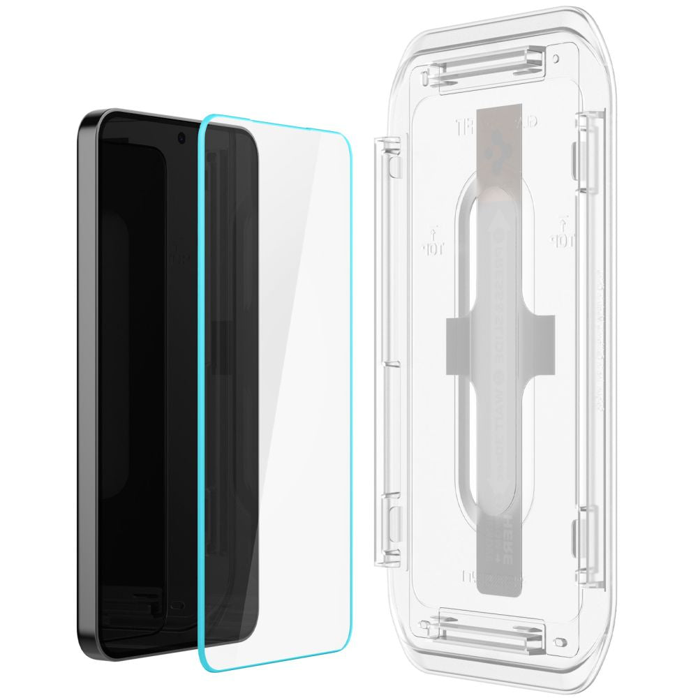Ochranná fólie na displej Spigen GlastR EZ FIT pro Samsung Galaxy S25 S931 / S24 S921, Tvrzené sklo, Plně lepená, Sada 2 kusy AGL07440