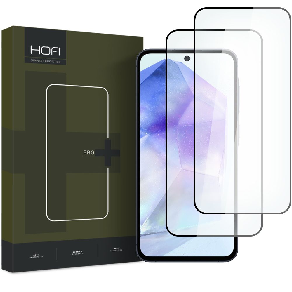 Ochranná fólie na displej HOFI Glass PRO+ pro Samsung Galaxy A55 5G A556 / A35 5G A356, Tvrzené sklo, Plně lepené, Sada 2 kusy, 2.5D, Černá
