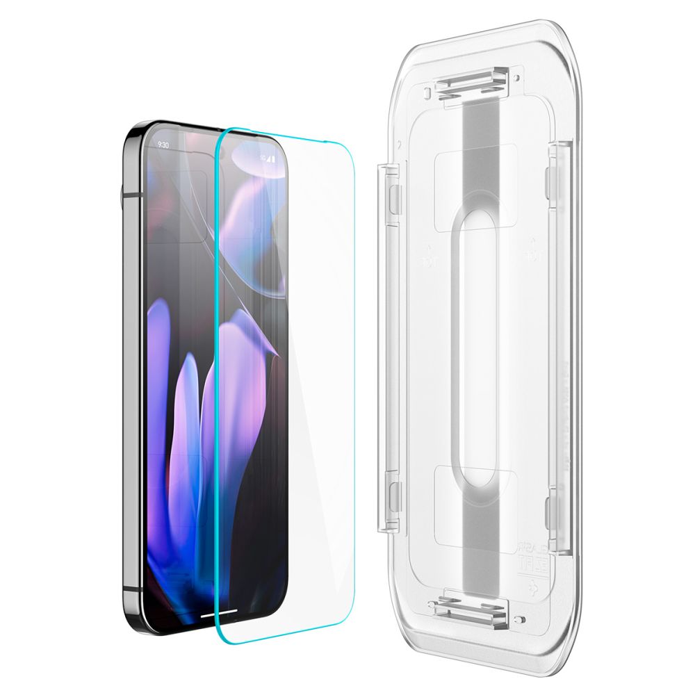 Ochranná fólie na displej Spigen GlastR EZ FIT pro Google Pixel 9 / 9 Pro, Tvrzené sklo, Full Glue, Sada 2 kusy, 2.5D AGL08442