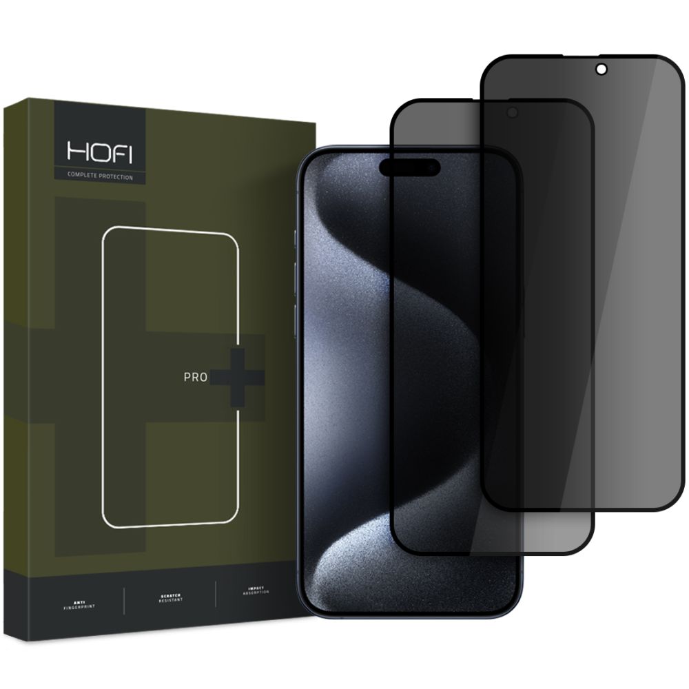 Ochranná fólie na displej Privacy HOFI Glass PRO+ pro Apple iPhone 16, Tvrzené sklo, Full Glue, Sada 2 kusy, 2.5D