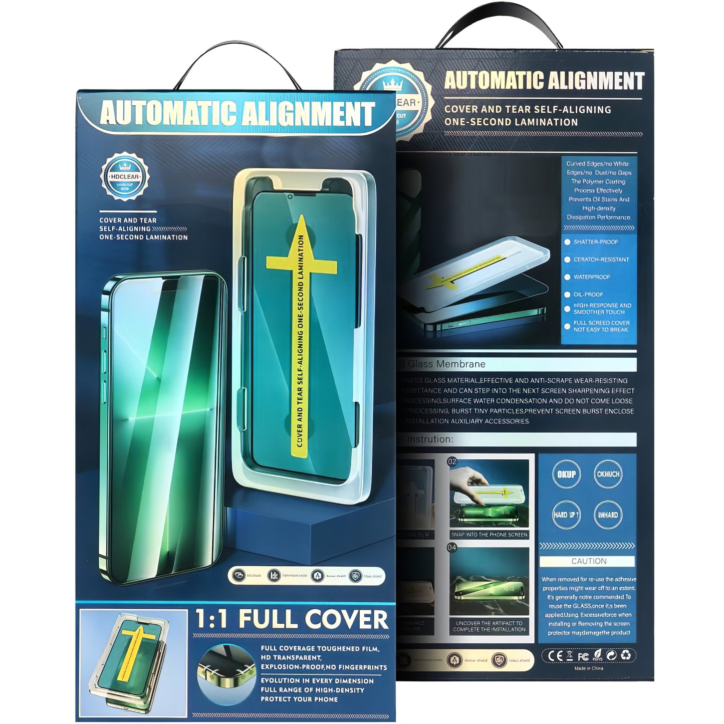 Ochranná fólie na displej OEM Automatic Alignment pro Apple iPhone 16 Pro Max / 17 Pro Max, Tvrzené sklo, Full Glue, 5D, Černá