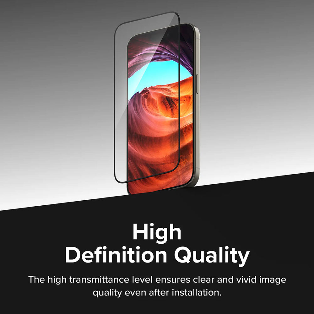 Ringke Easy Slide Screen Protector pro Apple iPhone 16 Pro, Full Glue, sada 2 kusů, černá
