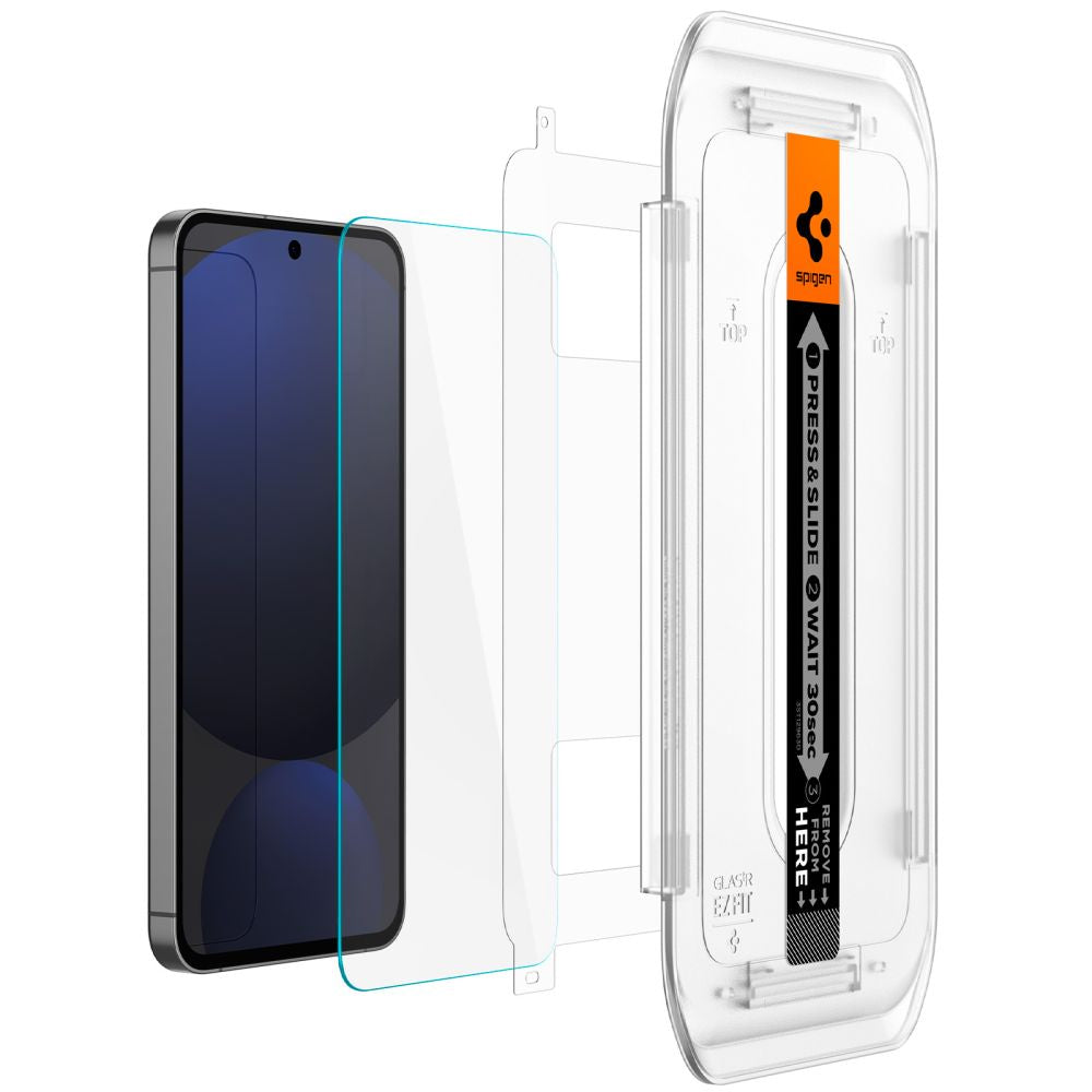 Ochranná fólie na displej Spigen GlastR EZ FIT pro Samsung Galaxy A56 A566 / S24 FE S721, Tvrzené sklo, Plně lepená, Sada 2 kusy AGL08729