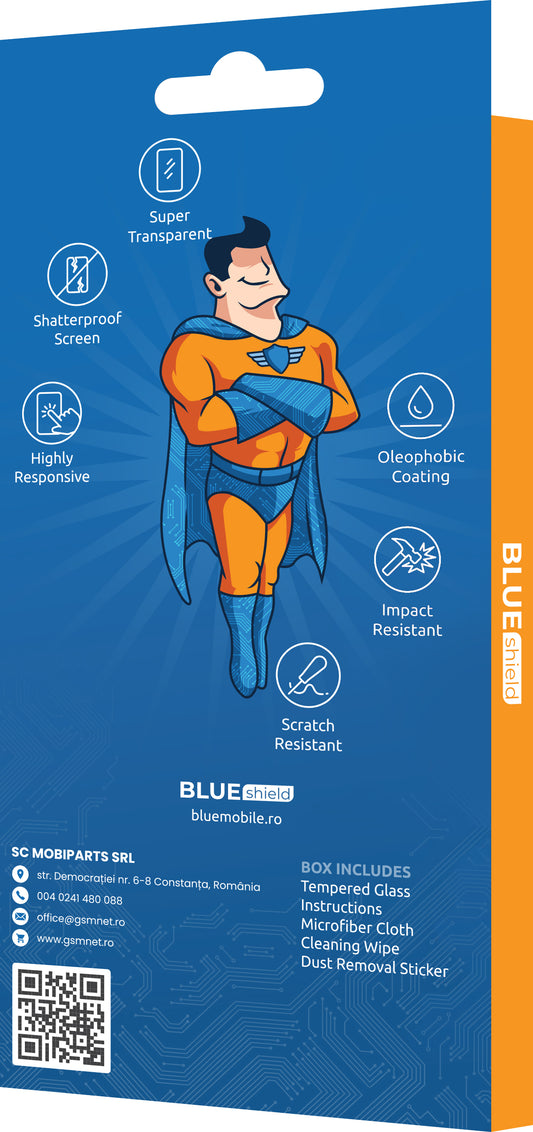 BLUE Shield Screen Protector pro Apple iPhone 16e / 14 / 13 Pro / 13, stíněné sklo, plně lepené, vhodné do pouzdra, černé