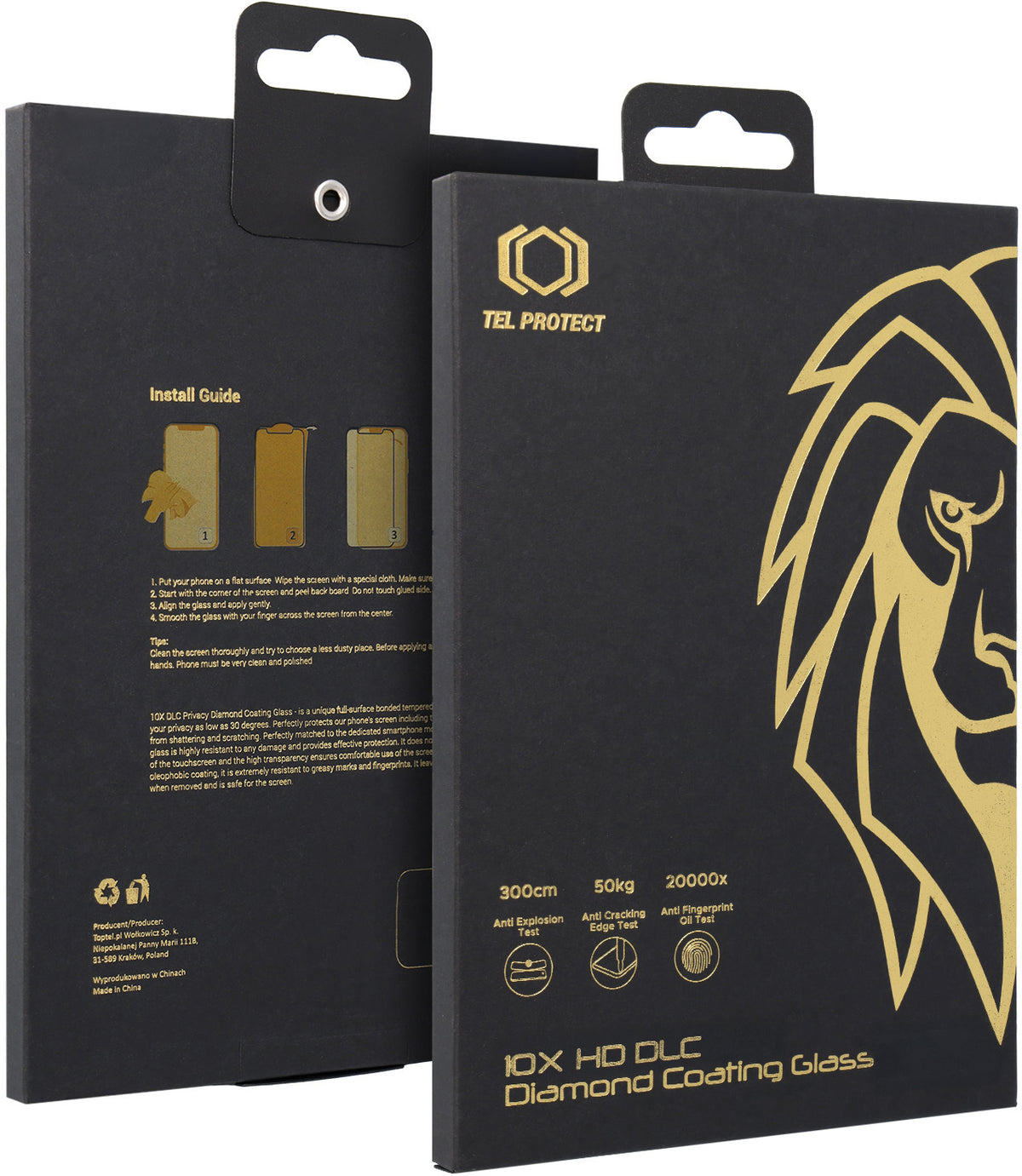 Ochranné sklo na displej Tel Protect 10X HD DLC Diamond Coating pro Apple iPhone 17 / 16 Pro, tvrzené sklo, celoplošné lepení, černé