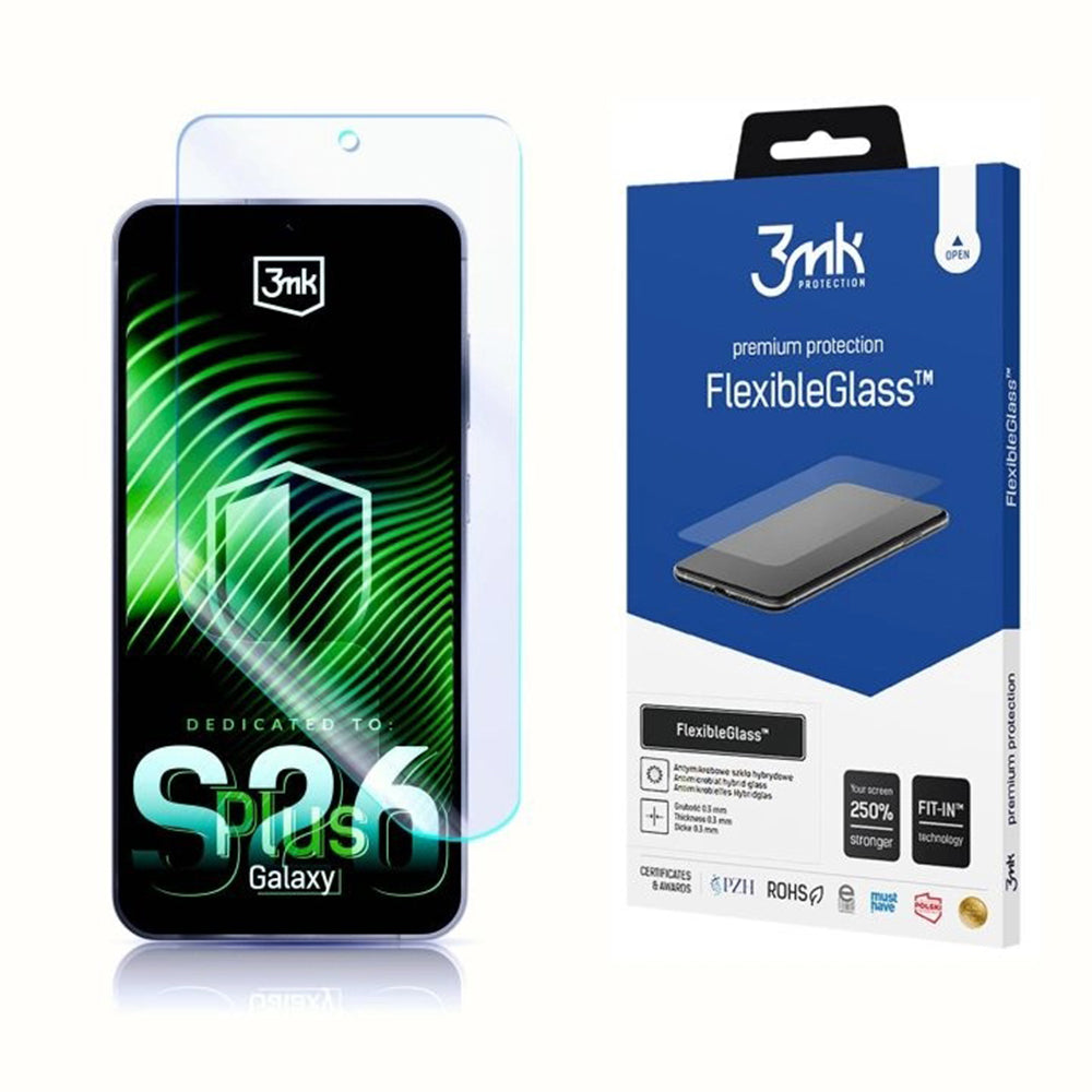 Ochranná fólie 3MK FlexibleGlass pro Samsung Galaxy S26 Plus S947, Flexibilní sklo, Full Glue, Průhledná