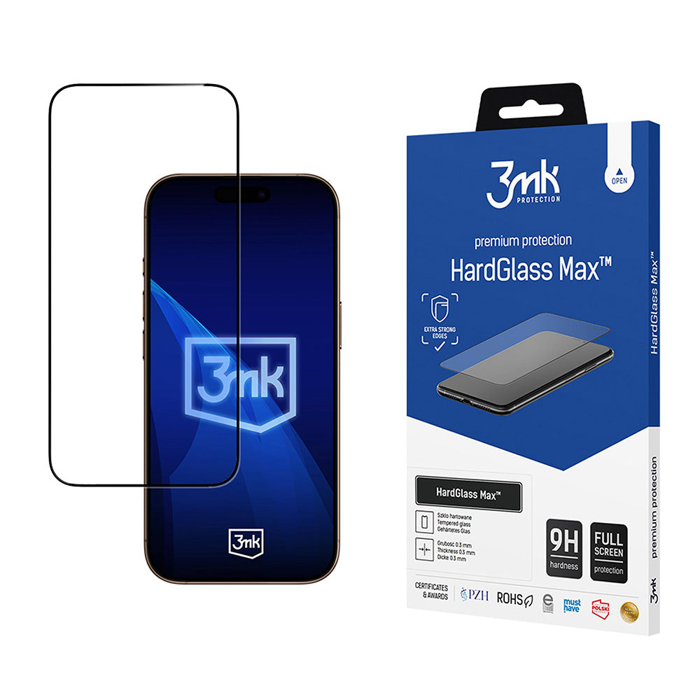 Ochranná fólie 3MK HardGlass Max pro Apple iPhone 17 Pro Max, Tvrzené sklo, Full Glue, Černá