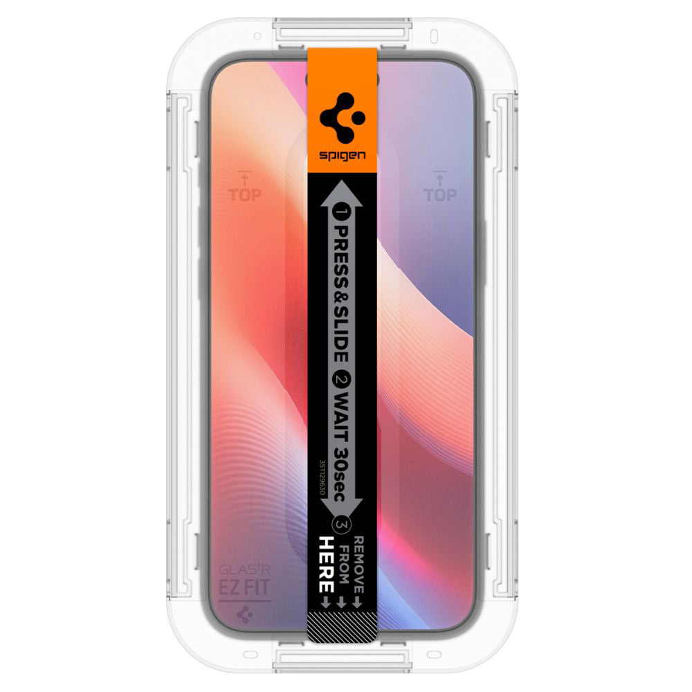 Ochranná fólie na displej Privacy Spigen GlastR EZ FIT pro Apple iPhone 16 / 15, Tvrzené sklo, Full Glue, Sada 2 kusy AGL06905