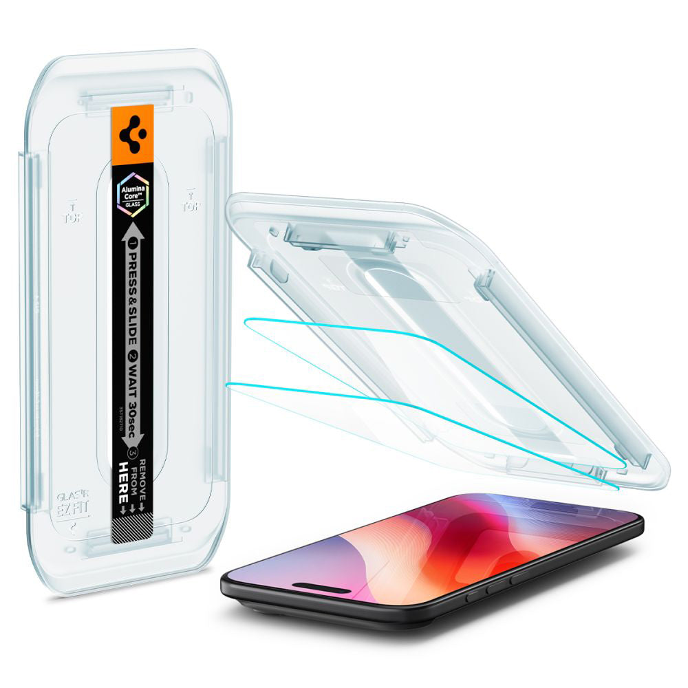 Ochranná fólie na displej Spigen GlastR EZ FIT pro Apple iPhone 17 Air, Tvrzené sklo, Full Glue, Sada 2 kusy AGL09861