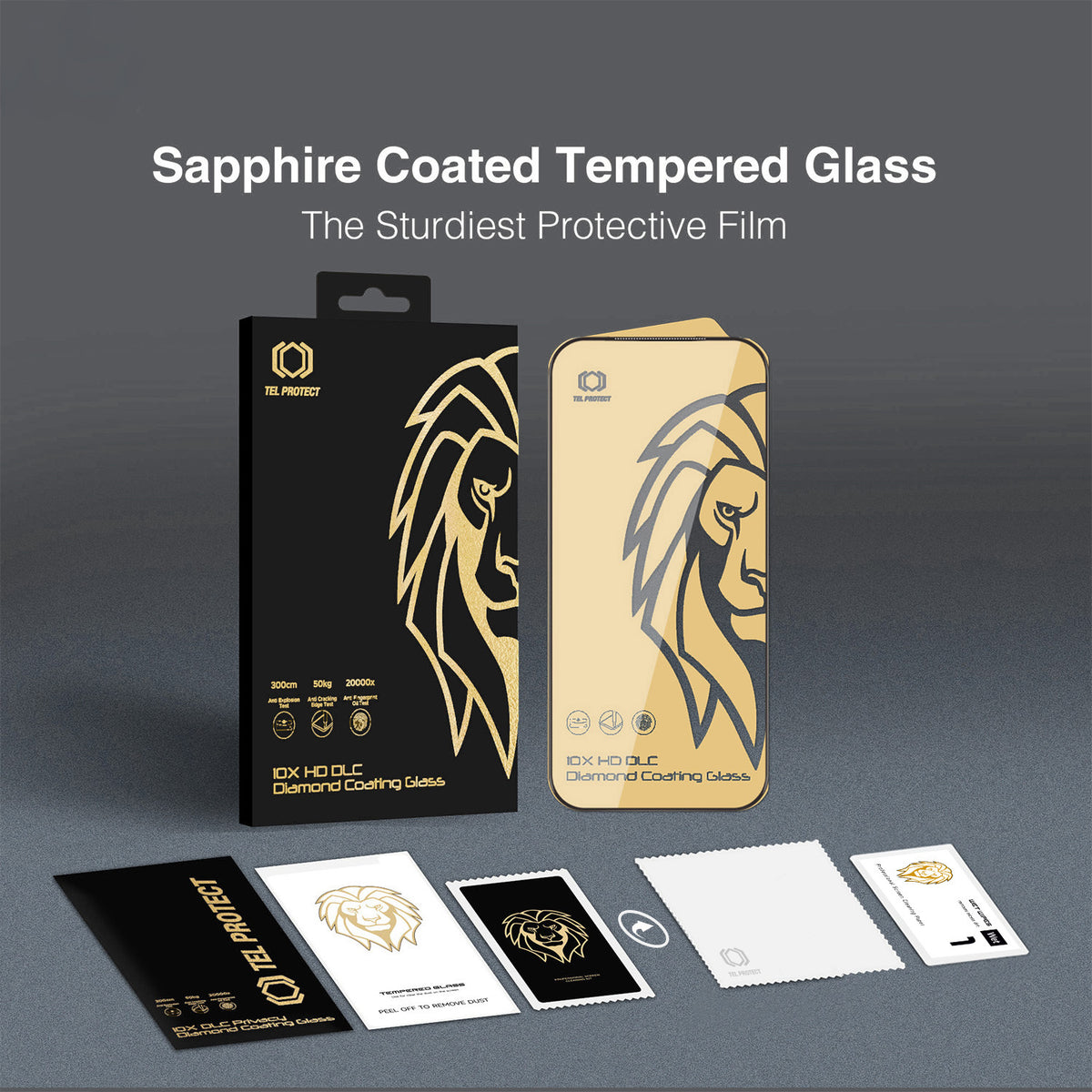 Ochranné sklo na displej Tel Protect 10X HD DLC Diamond Coating pro Apple iPhone 17 / 16 Pro, tvrzené sklo, celoplošné lepení, černé