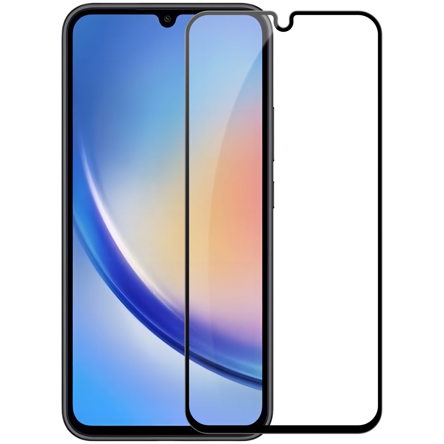 OEM ochranná fólie displeje pro Samsung Galaxy A34 A346, stíněné sklo, plně lepené, 9D, černá