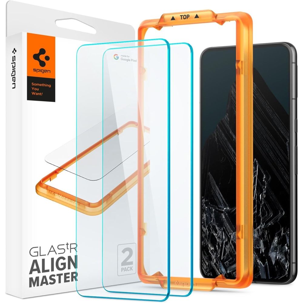 Ochranná fólie na displej Spigen GlastR Align Master pro Google Pixel 8 Pro, Tvrzené sklo, Full Glue, Sada 2 kusy