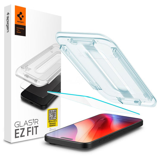 Spigen EZ FIT Screen Protector pro Apple iPhone 16 Pro, Chráněné sklo, Celoplošné lepení AGL07935