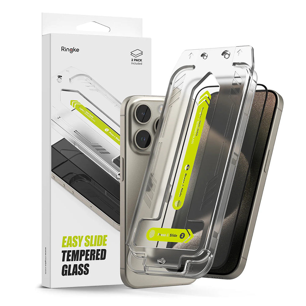 Ringke Easy Slide Screen Protector pro Apple iPhone 16 Pro, Full Glue, sada 2 kusů, černá