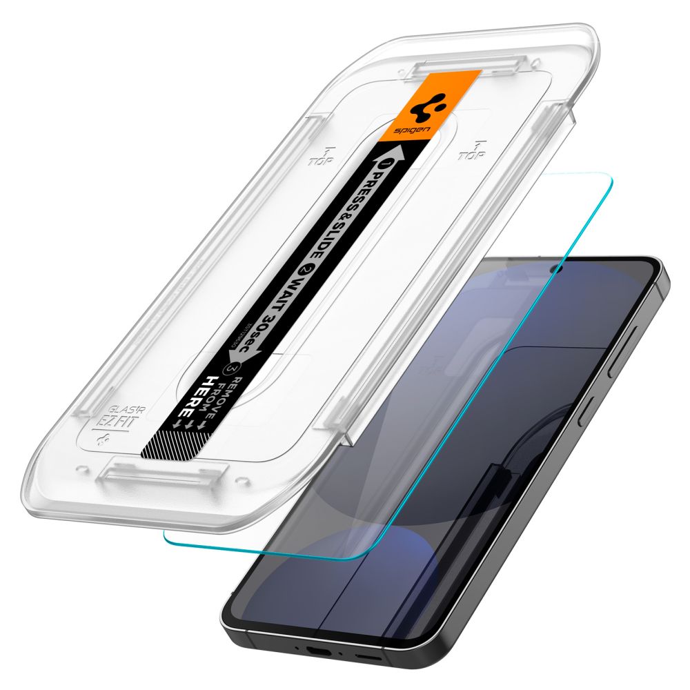 Ochranná fólie na displej Spigen GlastR EZ FIT pro Samsung Galaxy A56 A566 / S24 FE S721, Tvrzené sklo, Plně lepená, Sada 2 kusy AGL08729