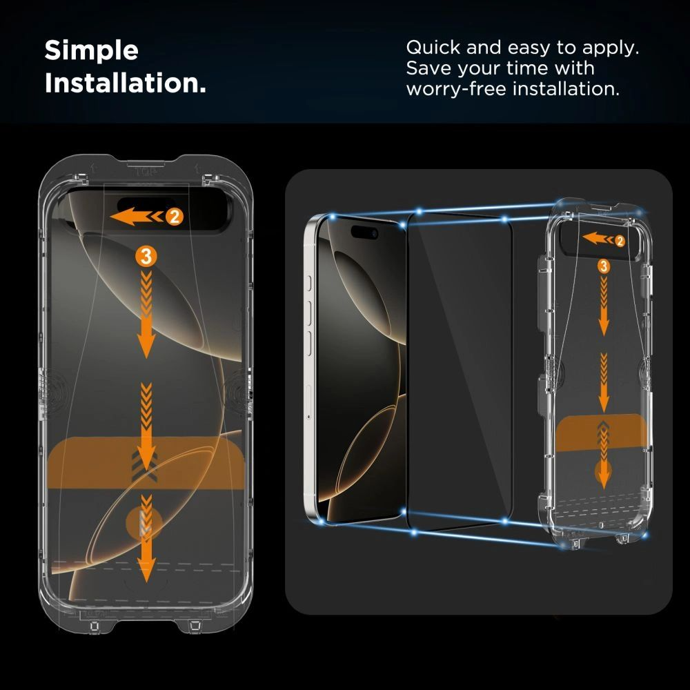 Ochranná fólie na displej Tech-Protect Quick Set+ pro Apple iPhone 17, Tvrzené sklo, Full Glue, Sada 2 kusy, Černá